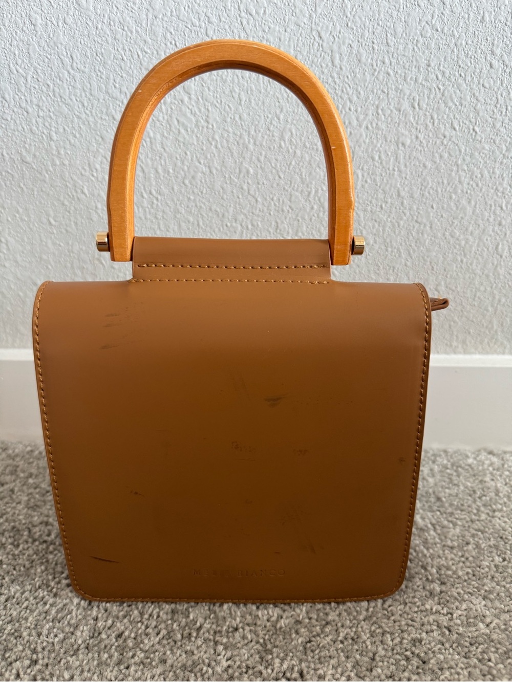 Melie Bianco Tan Mini Top-Handle Bag with Shoulder Strap